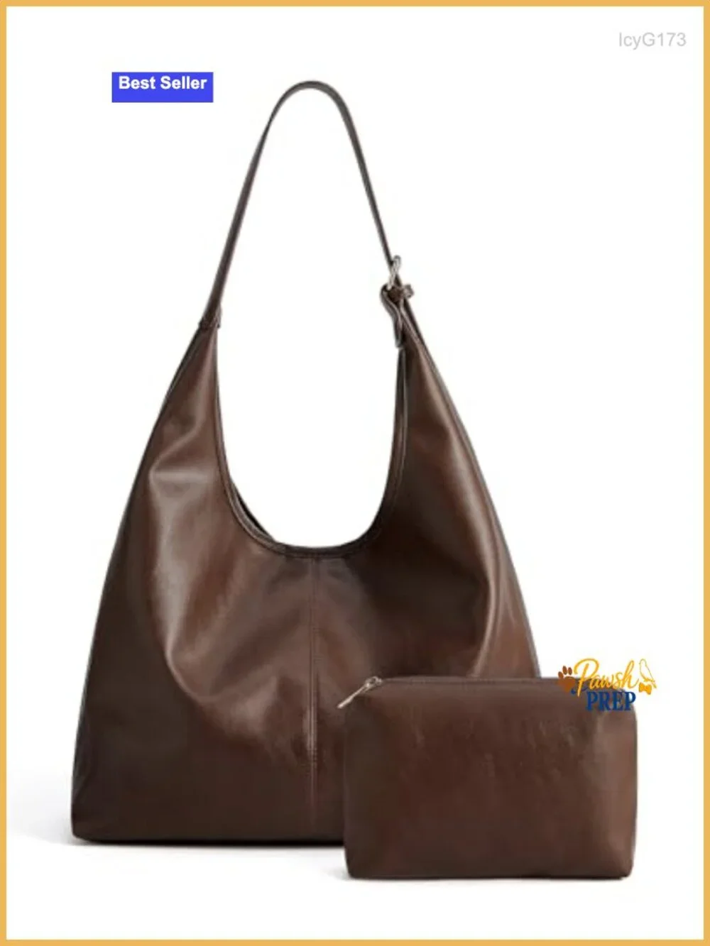 Vegan Leather Hobo Bag Soft Shoulder Tote Crossbody Purse with Pouch